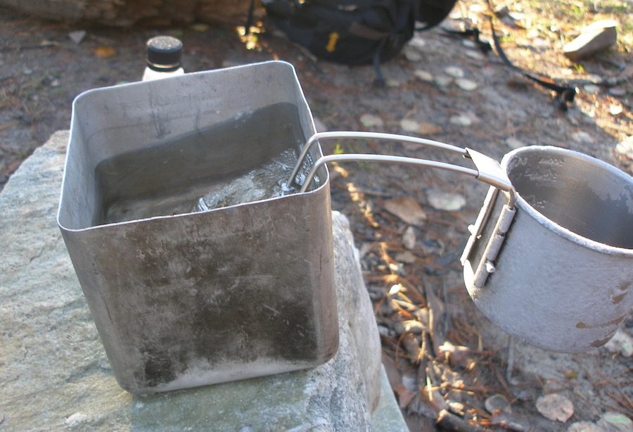 You know it's cold when you wake and discover your cup is frozen to your pot! frozen